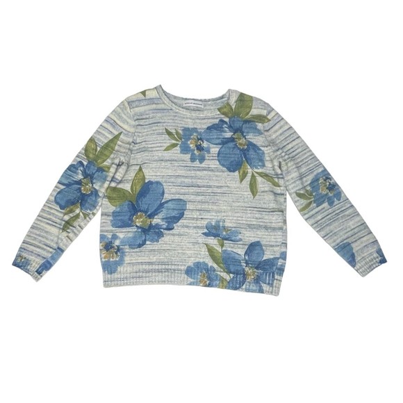 Vintage Alfred Dunner Womens Petite Medium‎ Blue Floral Sweater - Picture 1 of 3